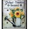 handmade Sunflowers Grateful Thankful Blessed Watering Can Wooden Shelf Sitter
