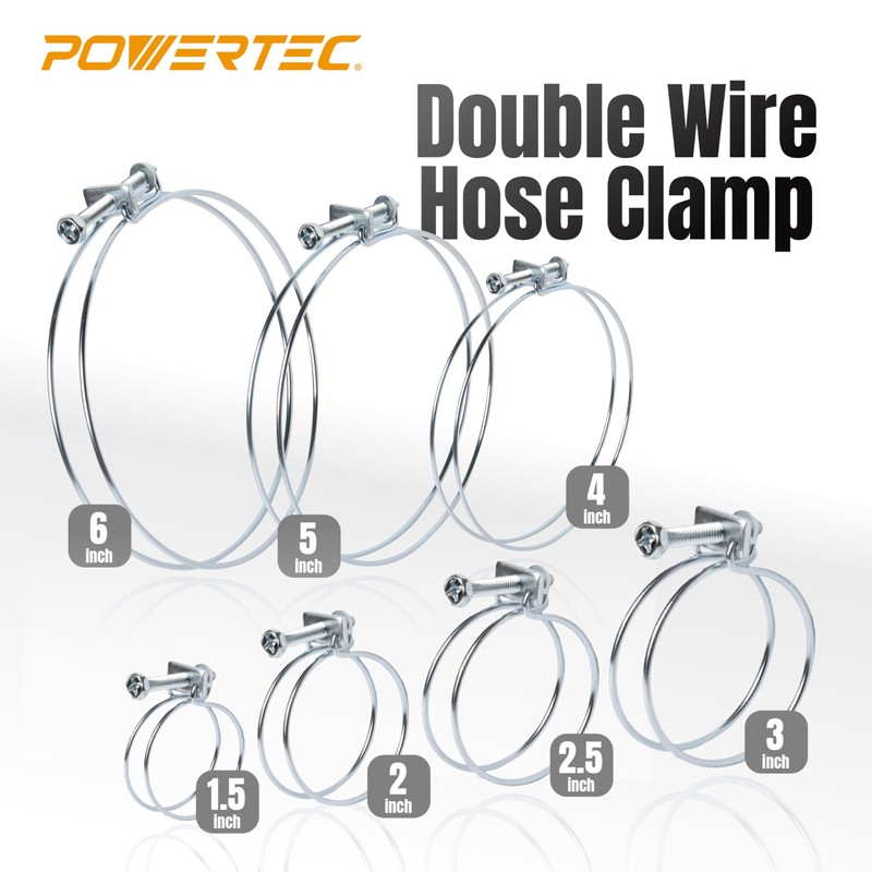 POWERTEC 70101 4 Inch Double Wire Hose Clamp with bolt,