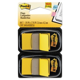 Post-it : Standard Tape Flags in Dispenser, Yellow, 100 Flags per Dispenser -:- Sold as 2 Packs of - 100 - / - Total of 200 Each