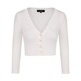 MINTLIMIT Cardigan Women V Neck Button Down Long Sleeve Basic Soft Knit Cardigan Sweater White M