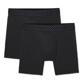 Tommy John Men’s Mid-Length Underwear 6”, Cotton Basics Boxers with Contour Pouch, Soft Breathable Stretch Fabric Mens Underwear for Daily Wear, 2 Pack (Black, XXL)