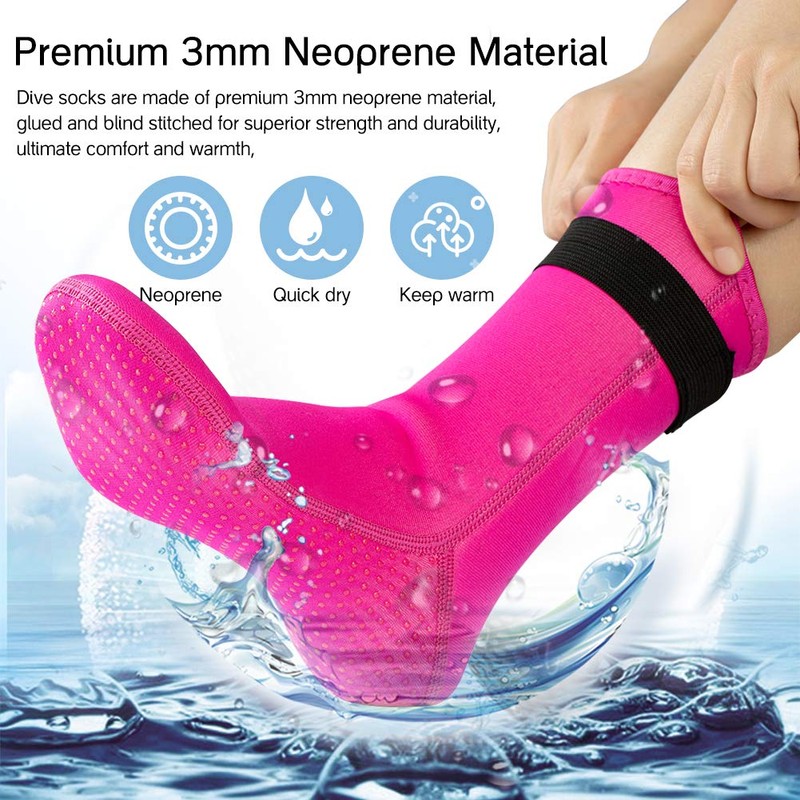 HINATAA 3mm Neoprene Wetsuit Socks,Thermal Wetsuit Socks, Quick-Drying Non-Slip Diving
