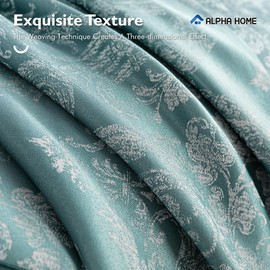 ALPHA HOME Queen Size Jacquard Bedding Comforter Set - All Season, Luxurious Elegance - 1 Comforter, 2 Pillow Shams, 2 Euro Shams