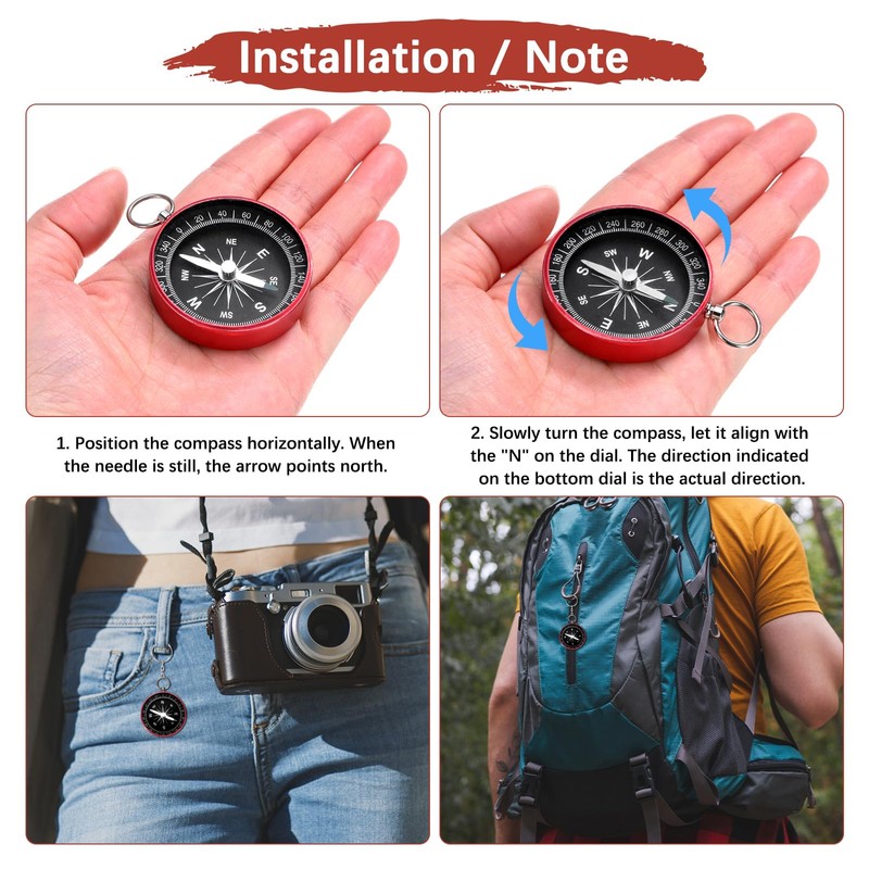 TIXIPEM Pocket Compass [2PCS] - Survival Sports Navigation Compass with