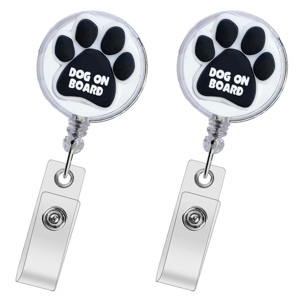 Dog on Board Badge Reel - Cute Retractable ID Holder
