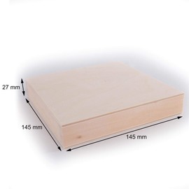 Small Square Decorative Wooden Box with Lid & Bolt Closure | 14.5 x 14.5 x 2.7 cm | CD's Trinket Keepsake Storage | Unpainted & Untreated Plain Lindenwood