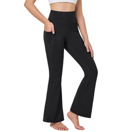baleaf Girls Flare Leggings Dance Pants Kids Yoga Bell Bottoms School Preppy Teen High Waist Pockets Black Size 7-8