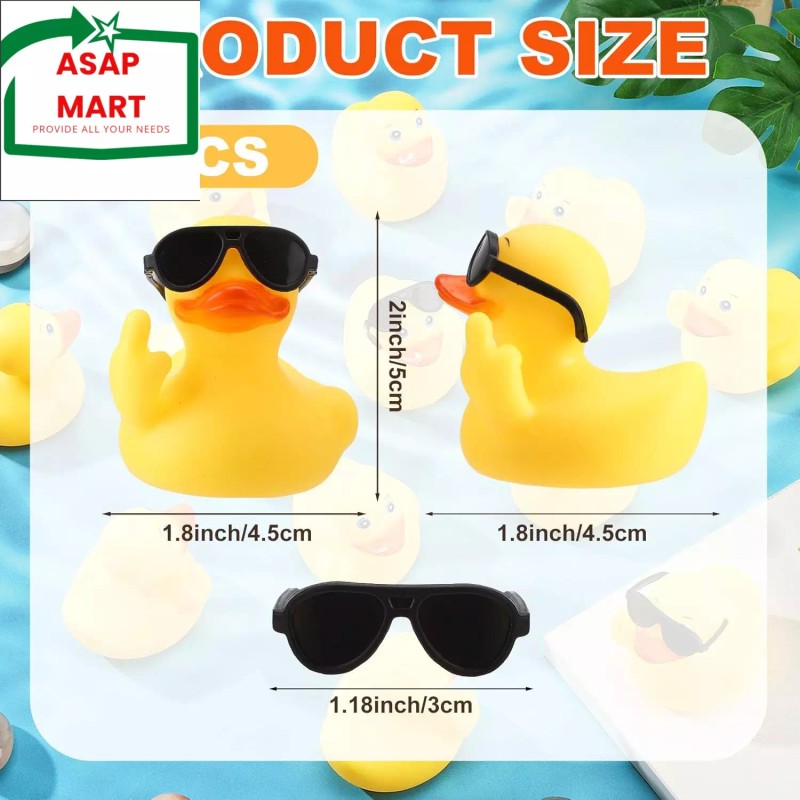 Fingertip WD 50 Pcs Rubber Ducks with Sunglasses,Squ