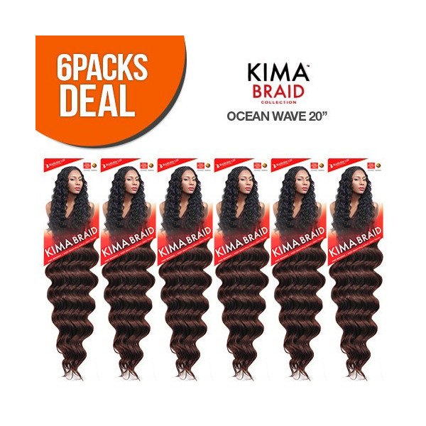 Harlem125 Synthetic Hair Braids Kima Braid Ocean Wave 20" (6-Pack, P1B/BG)