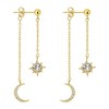 RofYof Moon and Star Dangle Earrings for Women Chain Tassel