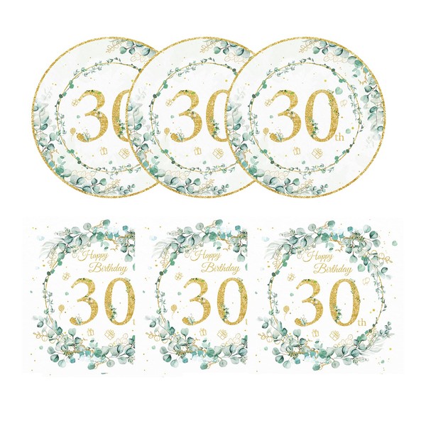 MMOONN 30th Birthday Party Tableware Set Napkins and Plates,30th Birthday