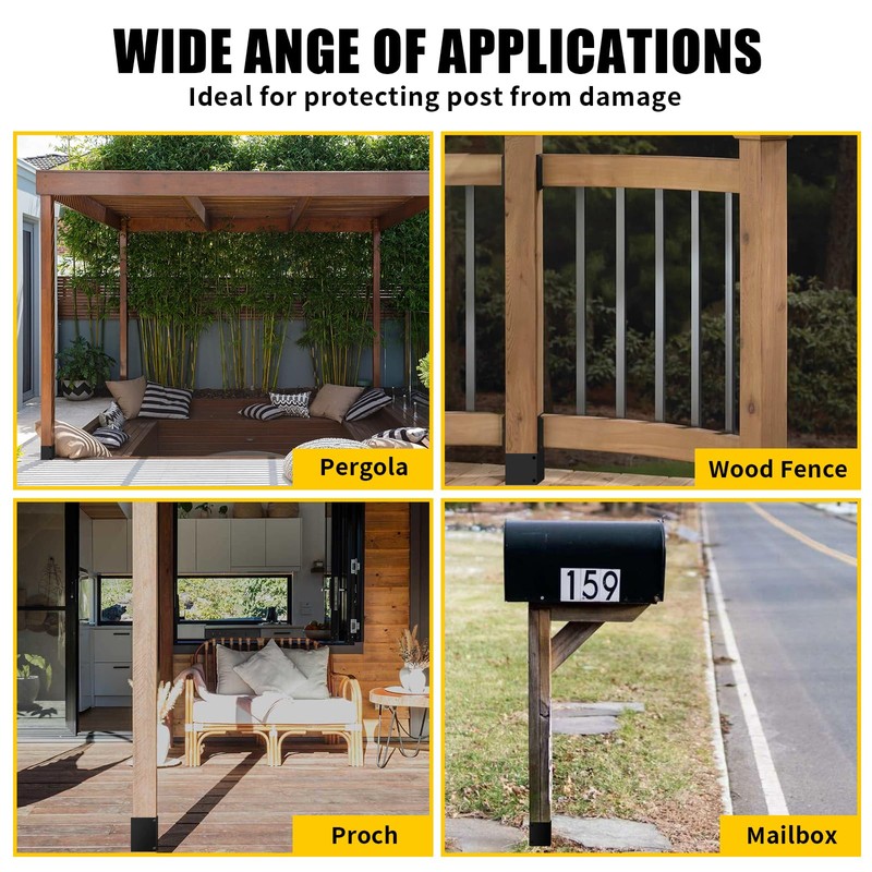 Post Base Protectors,Adjustable(Range 3.3-6 in) Protects Wood Post for Decks,Wood