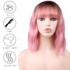 ZYYDSGO Pink Short Wavy Wig for Women Shoulder Length Bob