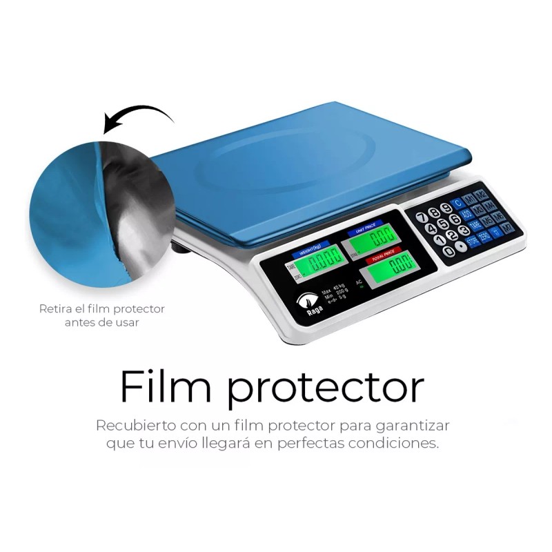 Raganet Bascula Digital 40 Kg Comercial Pantalla Lcd Función Tara