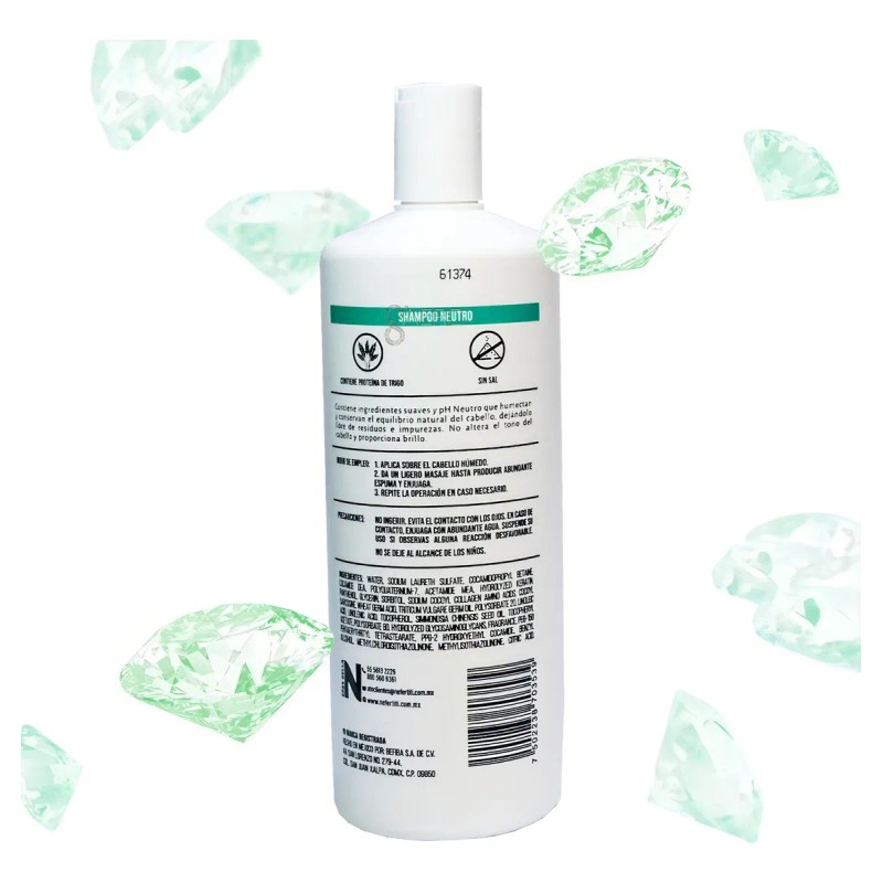 Shampoo Neutro Nefertiti Sin Sal Limpieza Profunda 1000 Ml