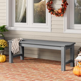 LAHAAP Outdoor Bench, 2-Person Patio Backless Bench Holds up to 800lbs, Weatherproof Garden Bench That Never Rot and Fade, Suit for Backyard, Porch, Patio, Deck and Entryway (Grey)