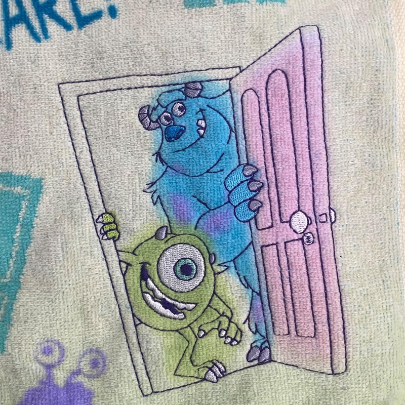 Marushin 2006007600 Face Towel, Monsters, Inc., Panic Days, Cotton, Embroidery,