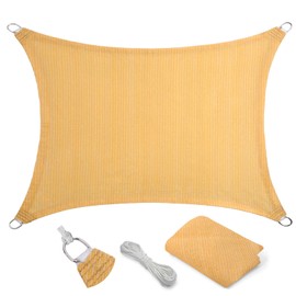 Eden's Decor 12' x 17' Wheat Sun Shade Sail Outdoor Canopy Rectangular Awning Fabric Cloth Screen for Patio Garden Backyard Pergola Custom Size