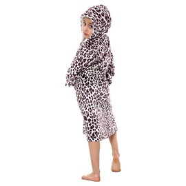 A2Z 4 Kids Soft Leopard Print Bathrobe Dressing Gown Nightwear Fleece Hooded - Bathrobe 125 Brown Leopard 13