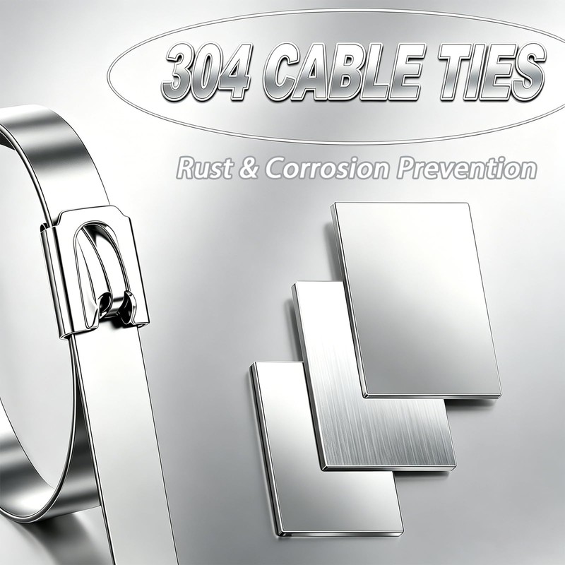 300PCS Cable Ties Kit, 11.8 Inch Heavy Duty Silver Metal