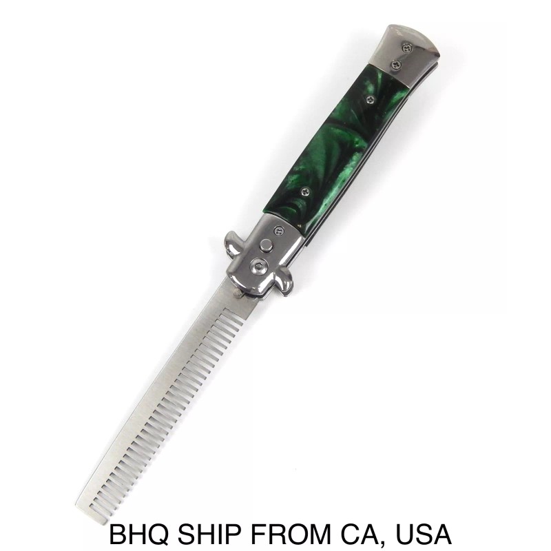 Beauty Headquarters Metal Switchblade Pocket Folding Flick Hair Comb For