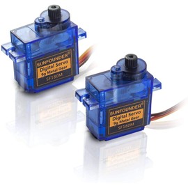 SunFounder Digital Micro Servo, Metal Gear, Weight: 0.3 oz (9 g), Approx. 180°, SF180M Semi-Metal Servo Motor, Suitable for RC Helicopters, Airplanes, Boats, Robots (2 Pieces)