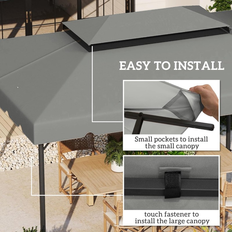 Outsunny 13' x 10' Gazebo Replacement Canopy, Gazebo Top Cover