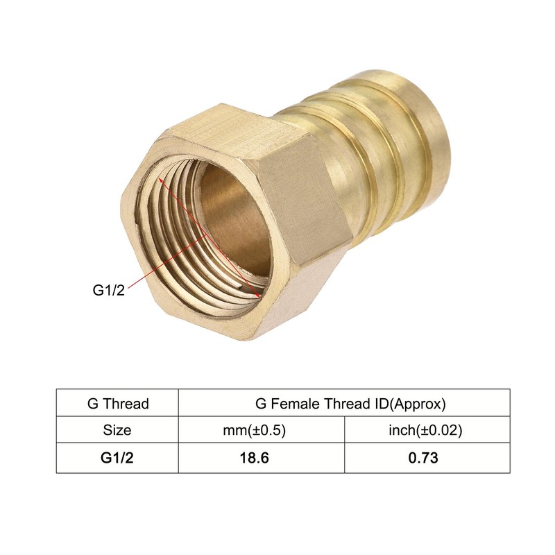 sourcing map Brass Barb Hose Fitting Connector Adapter 19mm Barbed