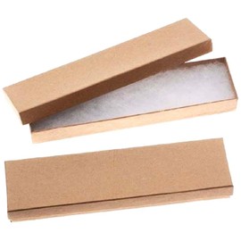 RJ Displays 25 Pack Cotton Filled Kraft Brown Color Cardboard Paper Boxes for Jewelry Necklace, Jewelry Sets, Anklet, Bracelet, Watch, Pen, Gift Packaging Boxes Size - 8" x 2" x 1" Inches #82