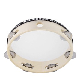 Portable Tambourine 8" Birch Metal Bell Percussion Instrument Gift Music Educational Drum Instrument for KTV Party Games (8")