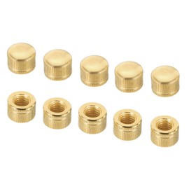 PATIKIL M8x1.25 Cap Nut, 10 Pack Acorn Nut Screw Knob Cap Insert Bolt Cover Female Thread Knurled Decorative Hardware Fittings Light Fixtures Gold Tone