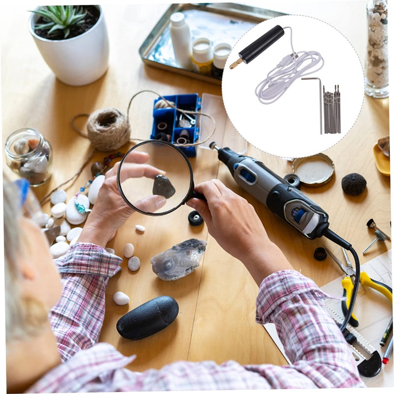 Operitacx 15Pcs USB Charging Mini Electric Drill Kit Cordless Rotary