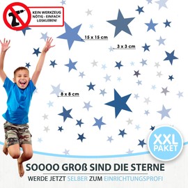 Wall Tattoo Stars for Nursery, Set of 25 Wall Stickers, Pastel Colours for Baby, Starry Sky Wall Stickers for Toddlers and for Baby’s First Decoration