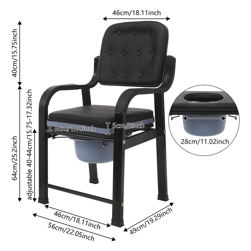 Drop Arm Bedside Commode Heavy Duty, 2 in 1 Shower