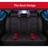 Black Red PU Leather Car Seat Cover Front + Rear
