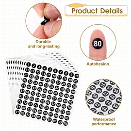 1-100 Round Number Stickers, 10 Sheets Consecutive Labels, Self-Adhesive 0.4" Small Numbered Stickers for Office, Home, Kitchen, Classroom