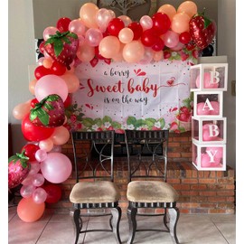 Avezano Strawberry Baby Shower Banner Floral A Berry Sweet Baby Is On The Way Decorations Girl Baby Shower Party Decorations Background