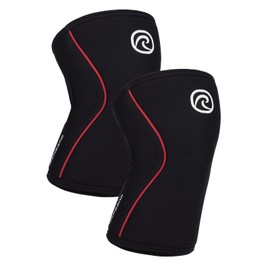 Rehband Knee Support for Strength Sports & Fitness - Knee Support 7 mm Neoprene, Flexible and Non-Slip, Knee Sleeve for Men and Women, Colour: Black/Red - 1 Pair, Size: S