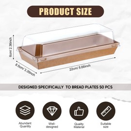 Baderke 50 Pcs 8.66 x 3.35 x 2.36 Inches 1lb Paper Loaf Pans W/lids Disposable Bakeable Kraft Pan Supplies for Baking Goods Packaging Bread Loaf Tin Mold Containers Holiday Bakeware