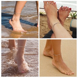 ALEXCRAFT Stainless Steel Anklets for Women Cuban Anklet for Women Silver 6 mm Wide 22/21 cm Length, Stainless Steel