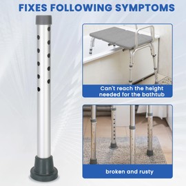 Shower Bench Vertical Extension Kit for Bath Tub Shower Seat, Carousel, Gateway, hydroglyde Sliding Bath Bench Kit for Shower Chair Leg Extensions, Extra 3 Inches of Seat Height, Easy Instal