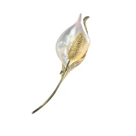 AILONMEI Pearl Flower Brooch and Pins for Women Large Gold Luxury Elegant Pin Christmas Gift Jewelry (GS007)