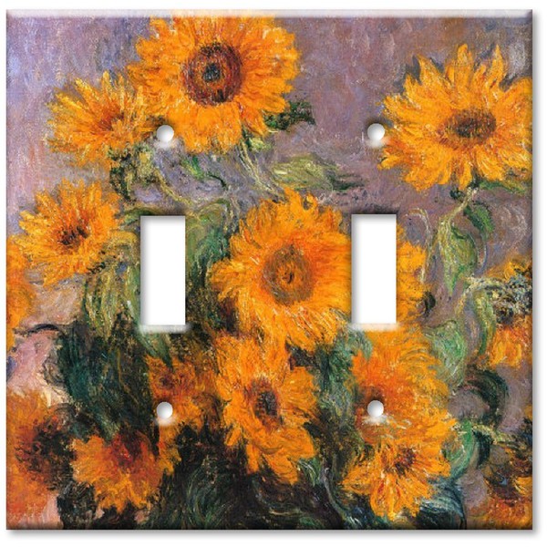 Double Gang Toggle Wall Plate - Monet: Sunflowers