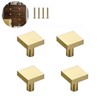 4Pcs Solid Brass Square Knobs, Single Hole Small Knobs Handle,