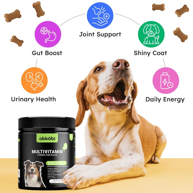 Dog Vitamins and Supplements - 150 Dog Multivitamin Chewable -