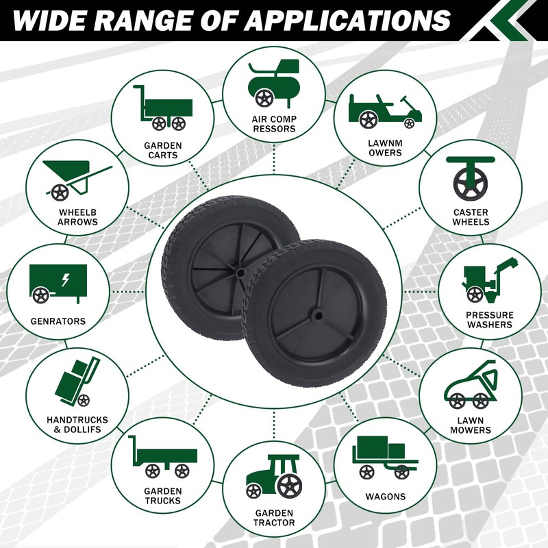 CheeMuii 7 Inch Lawn Mower Wheels 2 Pcs 7" Black
