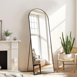 Arched Full Length Mirror, Floor Mirror with Stand, 59"x16" Mirrors for Home Decor, Full Length Body Floor Mirrors, Wall Mounted Mirror for Bedroom, Black