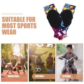 Rodilleras Basquetbol Niños Diseño de Dibujos Animados, Antideslizantes de Eva para Ciclismo y Baloncesto, Juego de 2 Piezas para Niños y Adolescentes