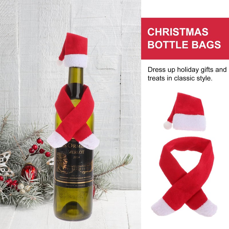 LIOOBO 6 Sets Christmas Hat Scarf Creative Beautiful Bottles Cap