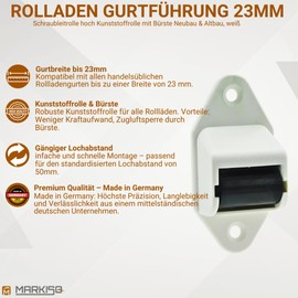 markiso® Roller shutter belt guide, belt guide roller for roller shutter belt up to 23 mm, plastic roller including brush seal in craftsman quality, various sets available